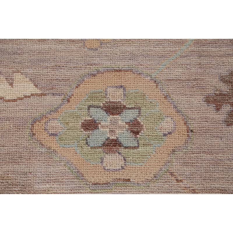 Hand Knotted Oriental 100% Wool Carpet Transitional All-Over Brown Oushak Area Rug - 10' 6'' X 8' 0''
