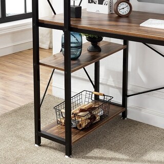 VECELO Modern Computer/Writing Desk with 4-tier Storage Bookshelf