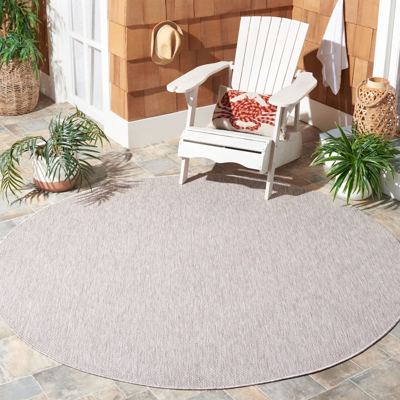SAFAVIEH Courtyard Lumturie Indoor/Outdoor Waterproof Patio Rug - 5'3" Round - Beige/Beige