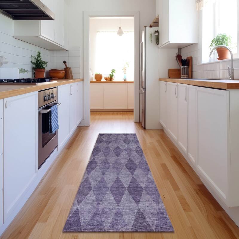 Premium Washable Super Soft Modern Diamonds Mayfield Rug - Purple - 2' 3" x 7' 6" - Runner