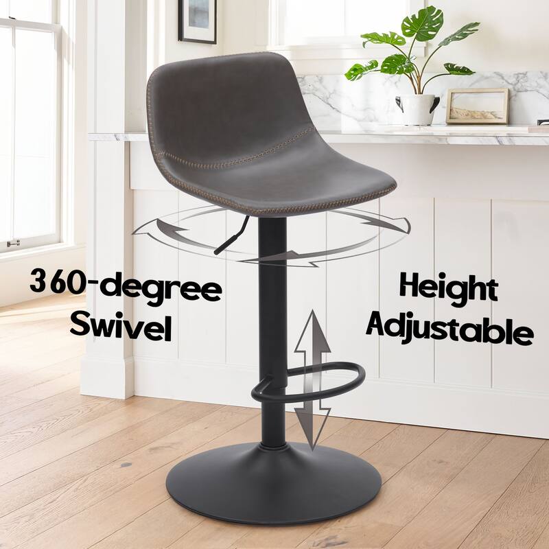 Adjustable Bar Stools Set of 2, Mid Century Modern Swivel Bar Stools, Industrial Bar Height Stools