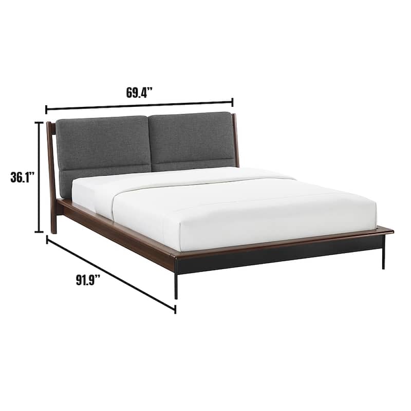 Landon King Platform Bed with Fabric, Crimson