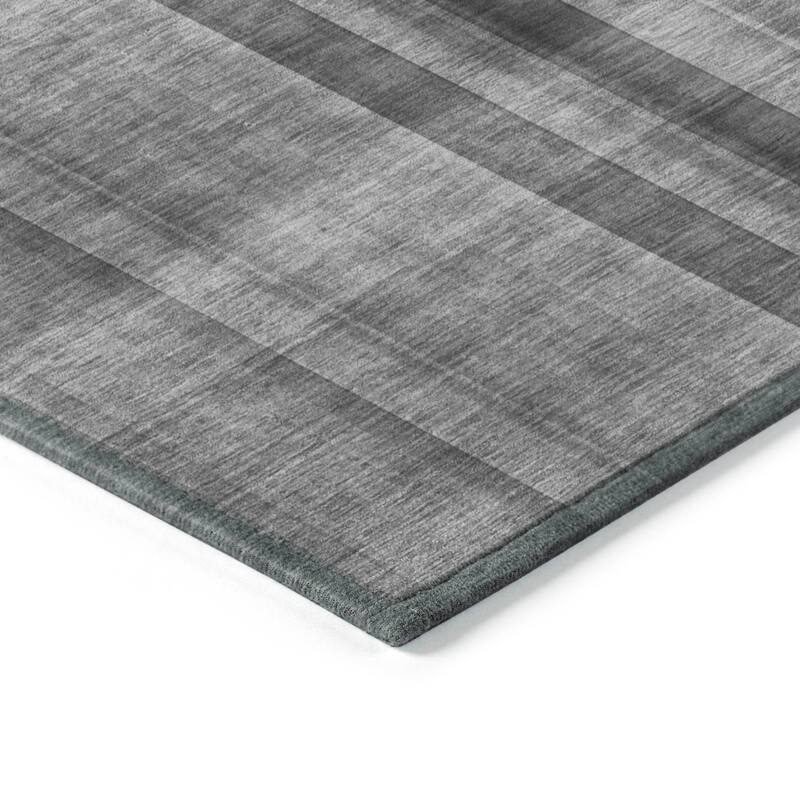 Machine Washable Indoor/ Outdoor Modern Plaid Chantille Rug