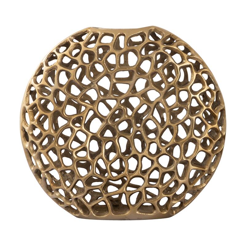 Elk Home Reef Brass Finish Metal 13.5 Inch Wide Vase