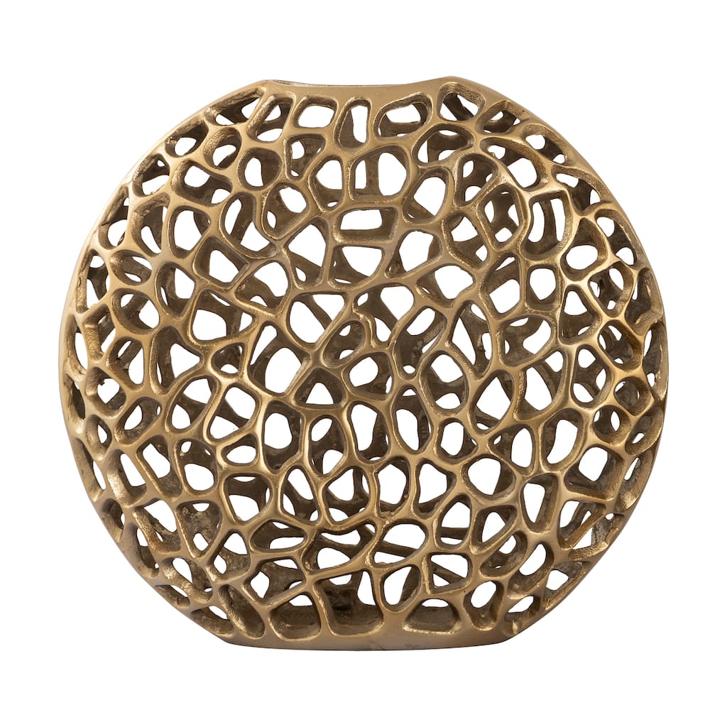 Elk Home Reef Brass Finish Metal 13.5 Inch Wide Vase