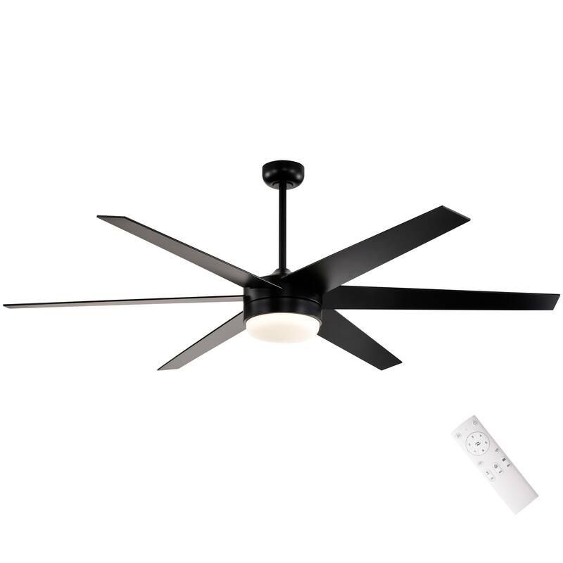 72-in Matte Black 6 Speed Ceiling Fan with LED Light and Remote Control