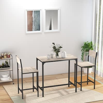 Industrial Counter Height 3-Piece Bar Table and Chairs Set