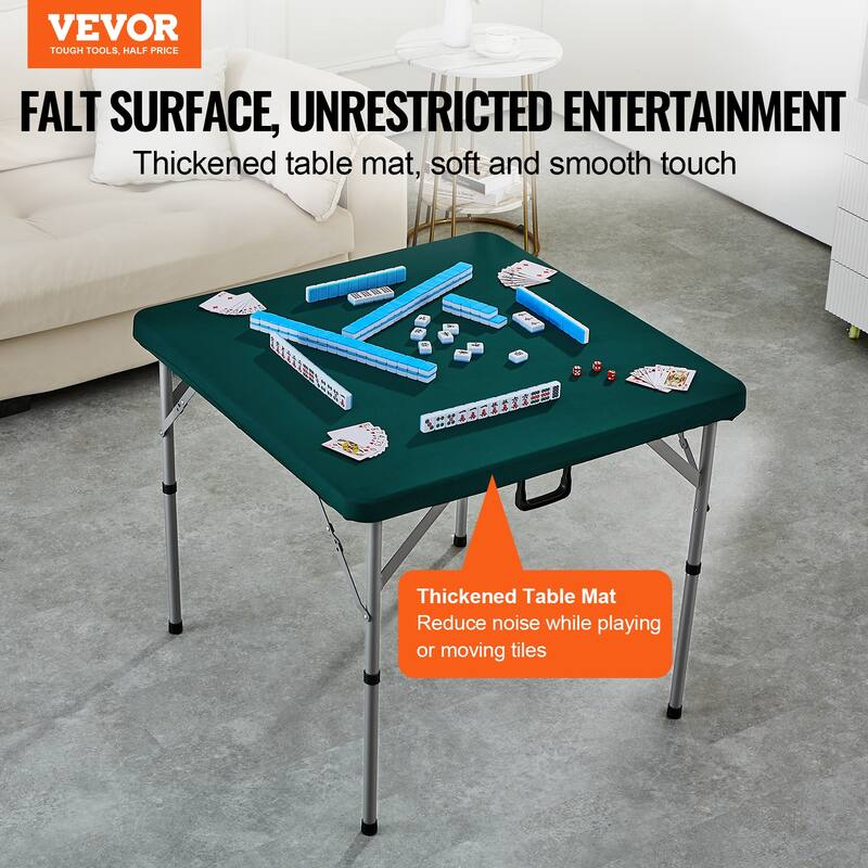 VEVOR Mahjong Table with Mahjong Tiles Set Fold-in-Half 4 Player Card Table with 144PCS Majiang Tiles and 3 Dice