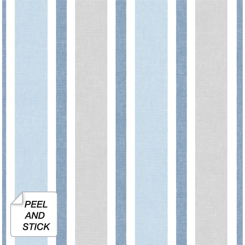 NextWall Linen Cut Stripe Peel and Stick Wallpaper - 20.5 in. W x 18 ft. L - 20.5 in. W x 18 ft. L - Bluebird & Carrara