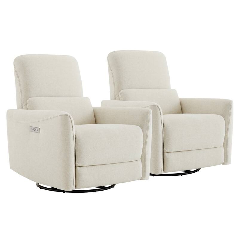 Spruce & Spring Asher Power Swivel Glider Recliner - Linen-Fabric-Set of 2