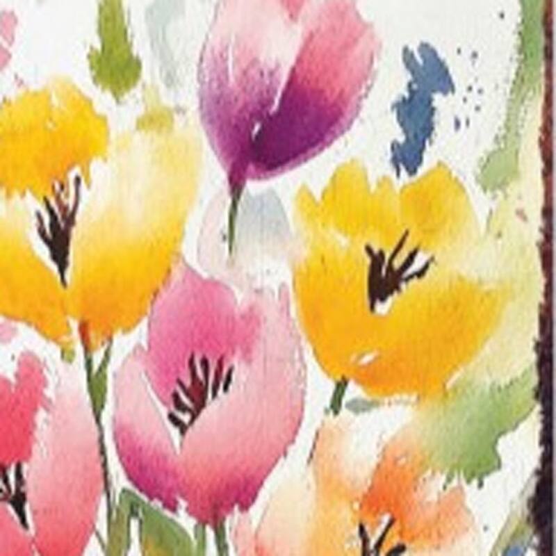 HomeRoots 10" Green Pink White And Yellow Solid Wood Tulips Garden Stake