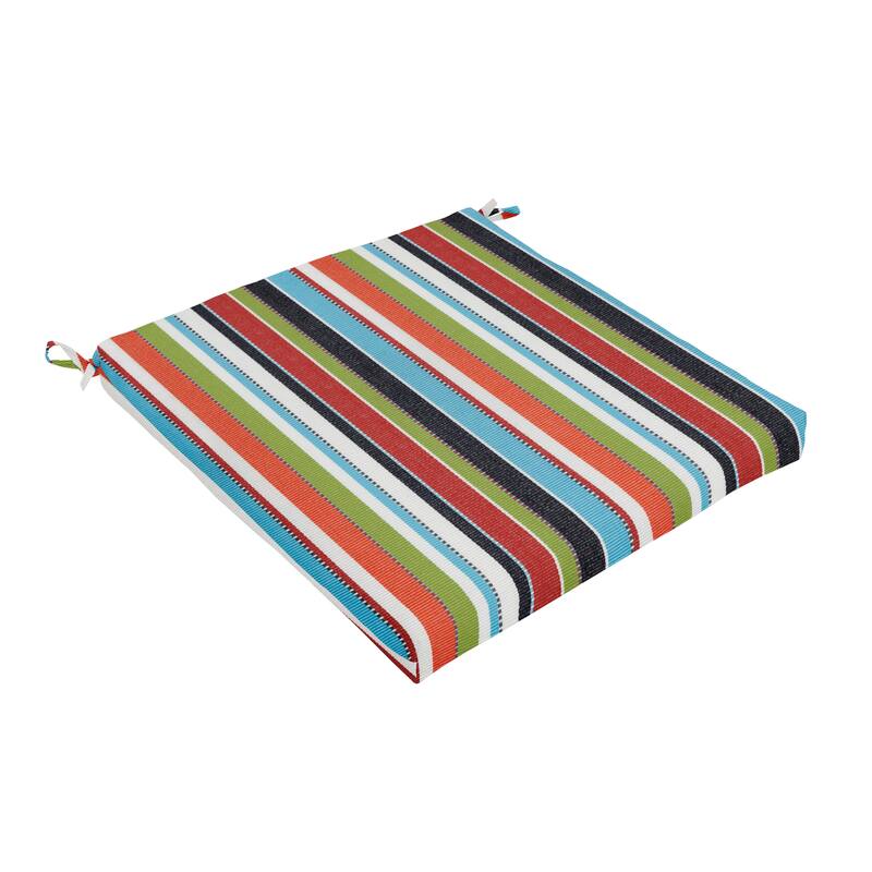 Sorra Home Sunbrella Outdoor Chair Cushion - Sunbrella - Carousel Confetti - 19 in W x 19 in D x 2.5 in H