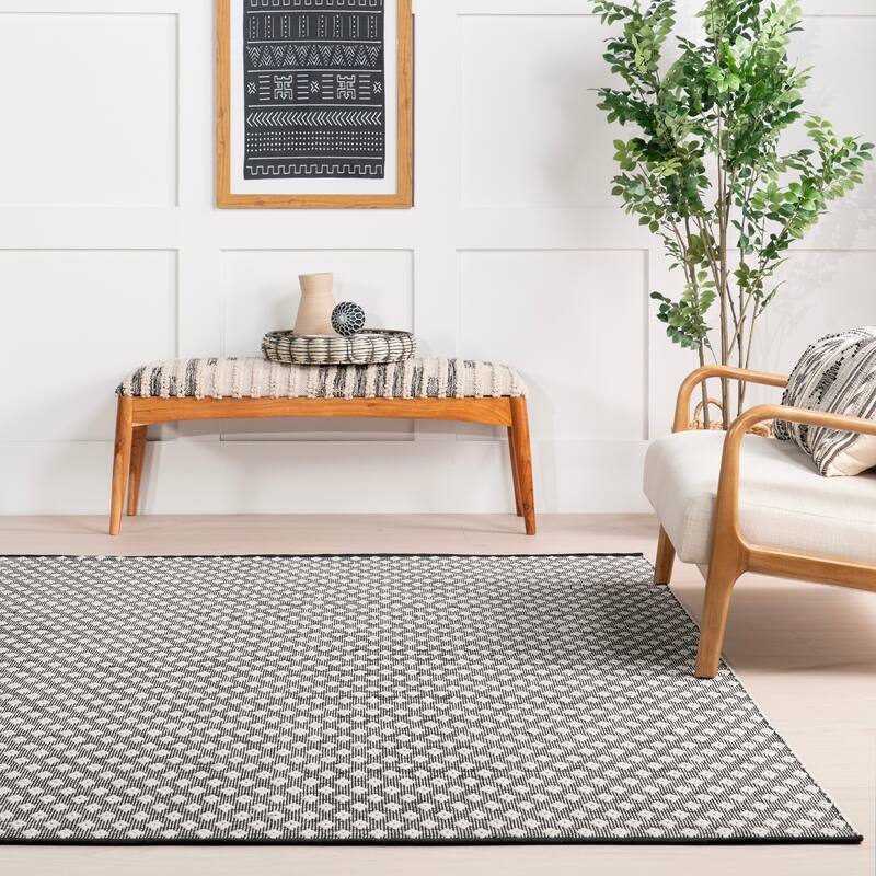 Home Conservatory Dainty Diamond Handwoven Cotton Area Rug