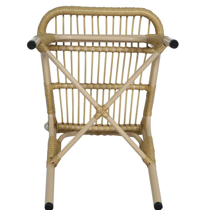 Set of 2 Outdoor PE Wicker and Iron Frame Dining Chairs, No Assembly