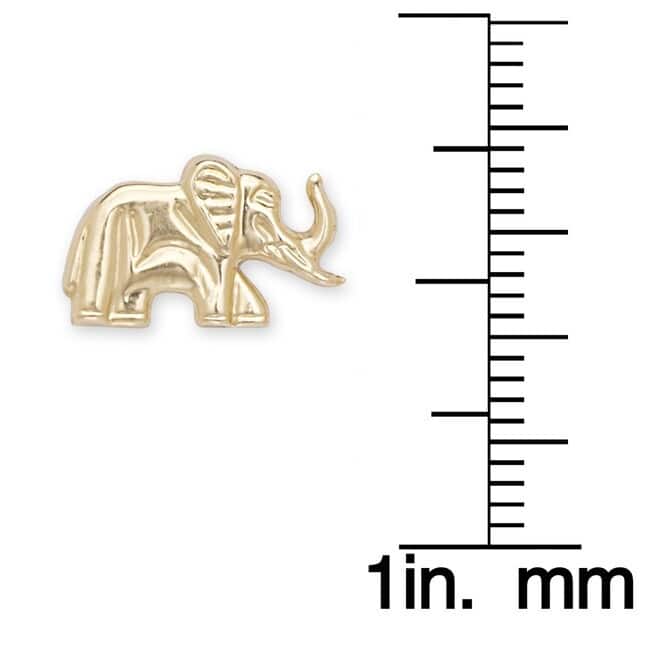 Curata 14k Yellow Gold 13x8mm Children's Elephant Stamping Stud Earrings