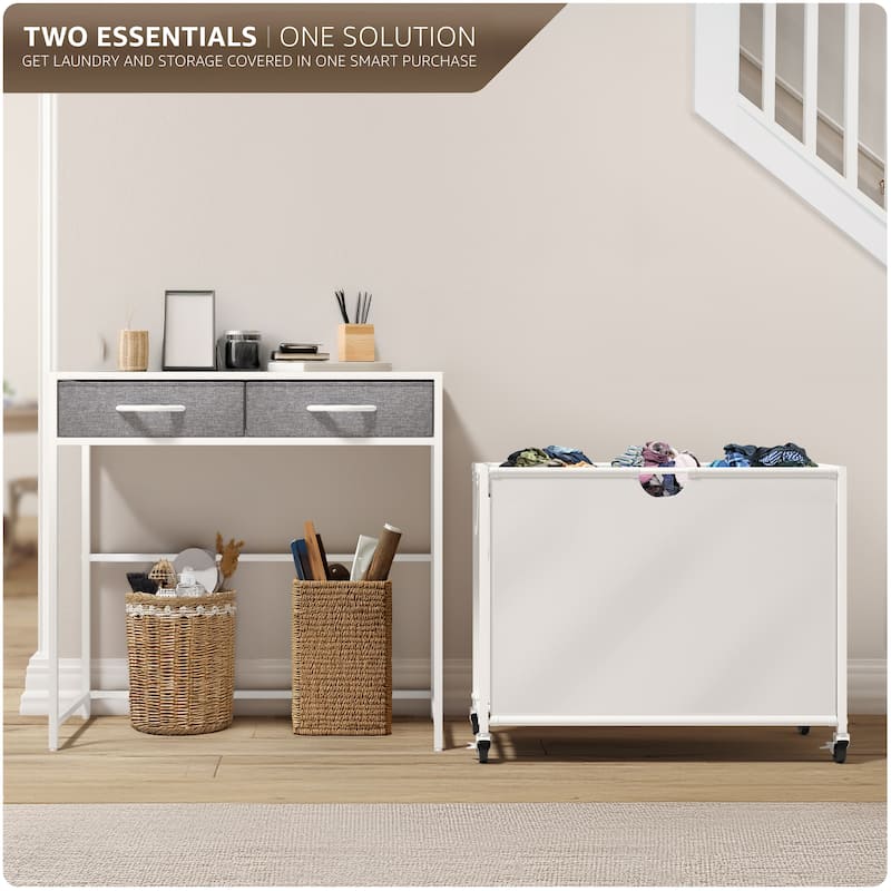 Sorbus Dresser with 3 Section Laundry Hamper Pull-Out with Wheels and 2 Drawers Laundry Room Organization