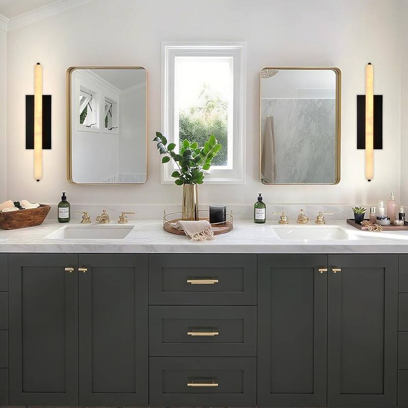 KAYLA Alabaster Wall Sconce, 19" Natural Marble Wall Sconce