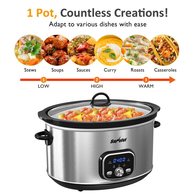 8.5 Quart Programmable Slow Cooker with Delay Function