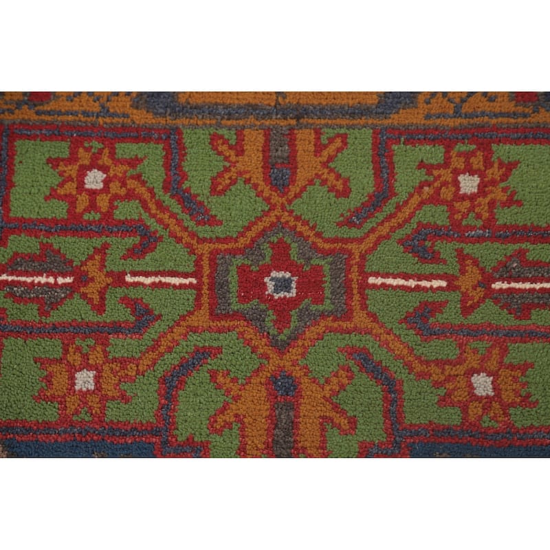 Blue Geometric Heriz Serapi Oriental Runner Rug Handmade Wool Carpet - 2'7"x 7'10"