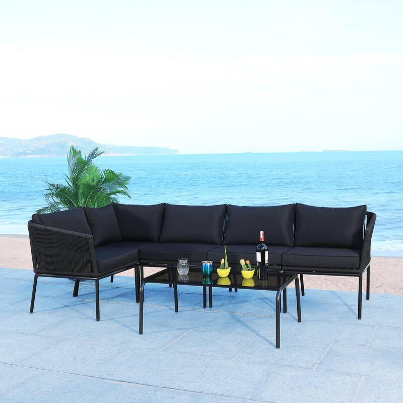 SAFAVIEH Remsin Rope Outdoor Sectional Living Set - 39"W x 26"D x 15"H