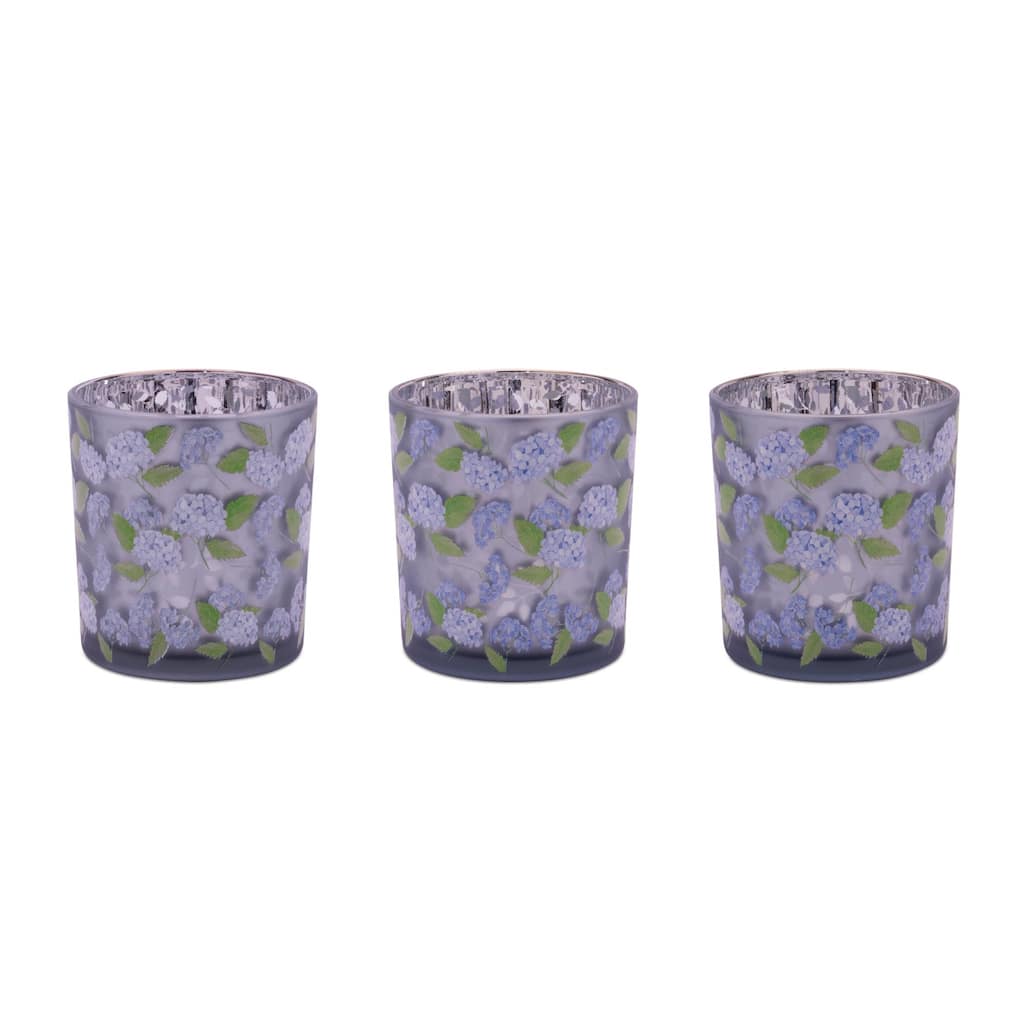 Frosted Hydrangea Print Votive Holder (Set of 3)