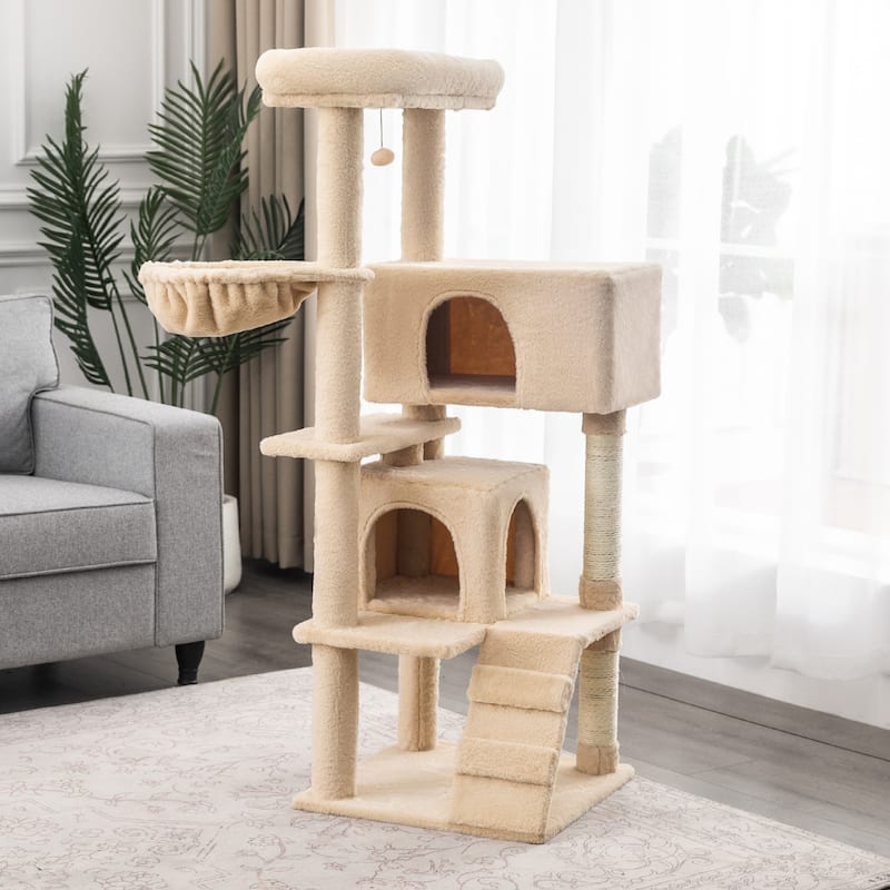 Adeco Cat Tree for Large Cats with Plush Hammock