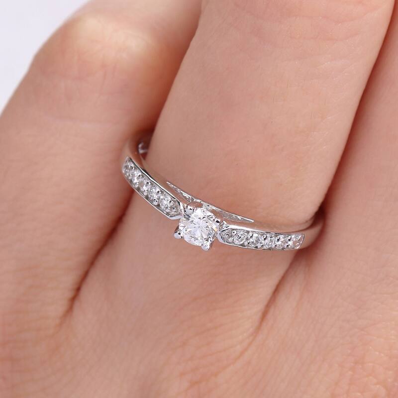 Miadora 1/3ct TDW Diamond Engagement Ring in Sterling Silver