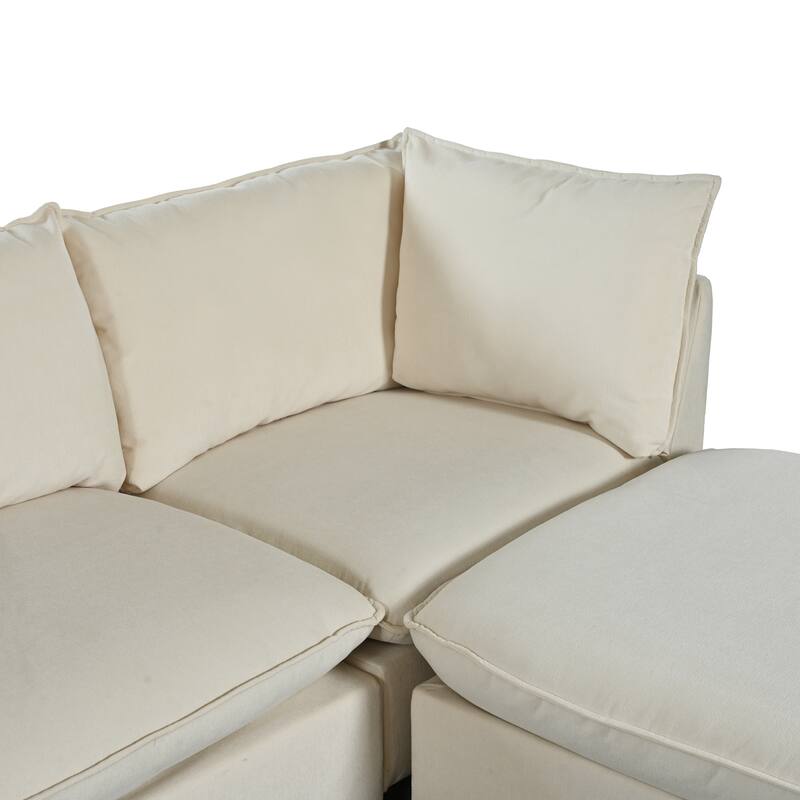 Modern Large U-Shape Sectional Sofa, 2 Large Chaise with Removable Ottomans