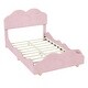 preview thumbnail 8 of 7, Light Pink Full Size Velvet Upholstered Platform Bed with Cloud Shape