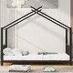 preview thumbnail 5 of 28, Twin Size Metal House Platform Bed with Legs Black