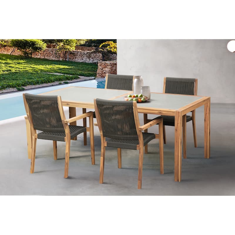 Madsen Solid Wood and Rope Outdoor Dining Chairs - Set of 2