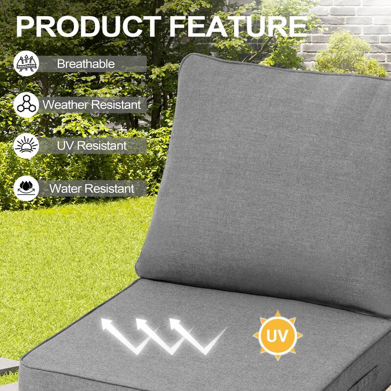 24''Wx24''Dx5.5''in T Outdoor Indoor Patio Premium Fabric Seat Cushions Set (Seat & Back)