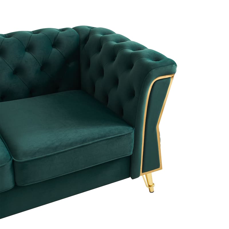 Modern Tufted Velvet Sofa 87.4 inch for Living Room