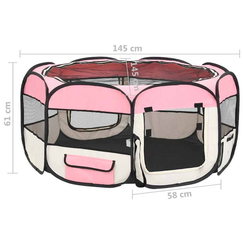 vidaXL Foldable Dog Playpen with Carrying Bag Dog Kennel Puppy Run Playpen