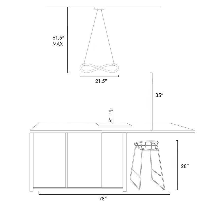 21.5-inch Modern Integrated LED Chandelier White Gold Pendant Light for Dining Room