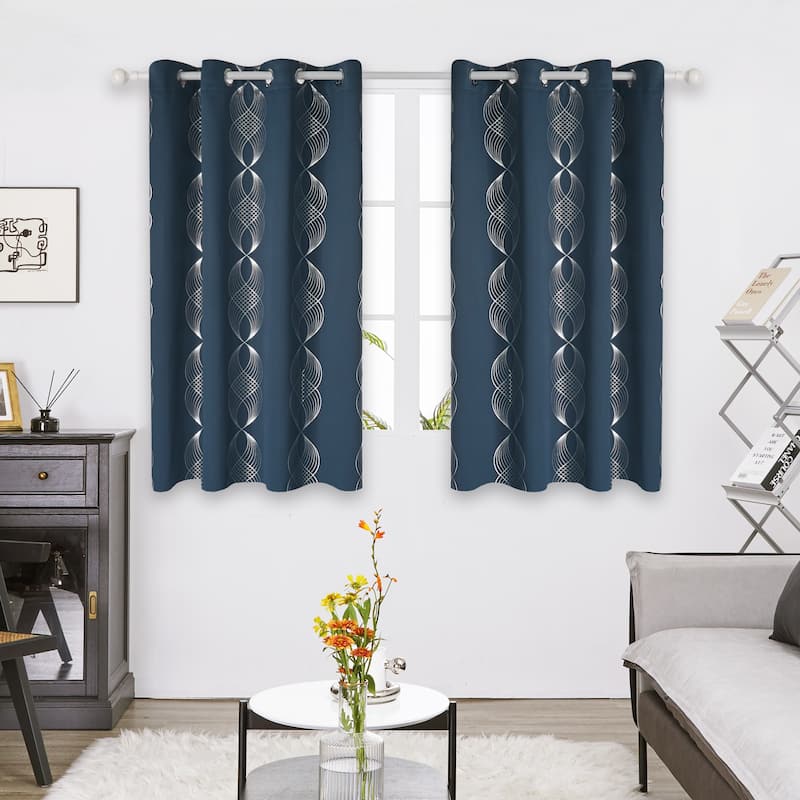 Deconovo Blackout Silver Wave Curtains(2 Panel)