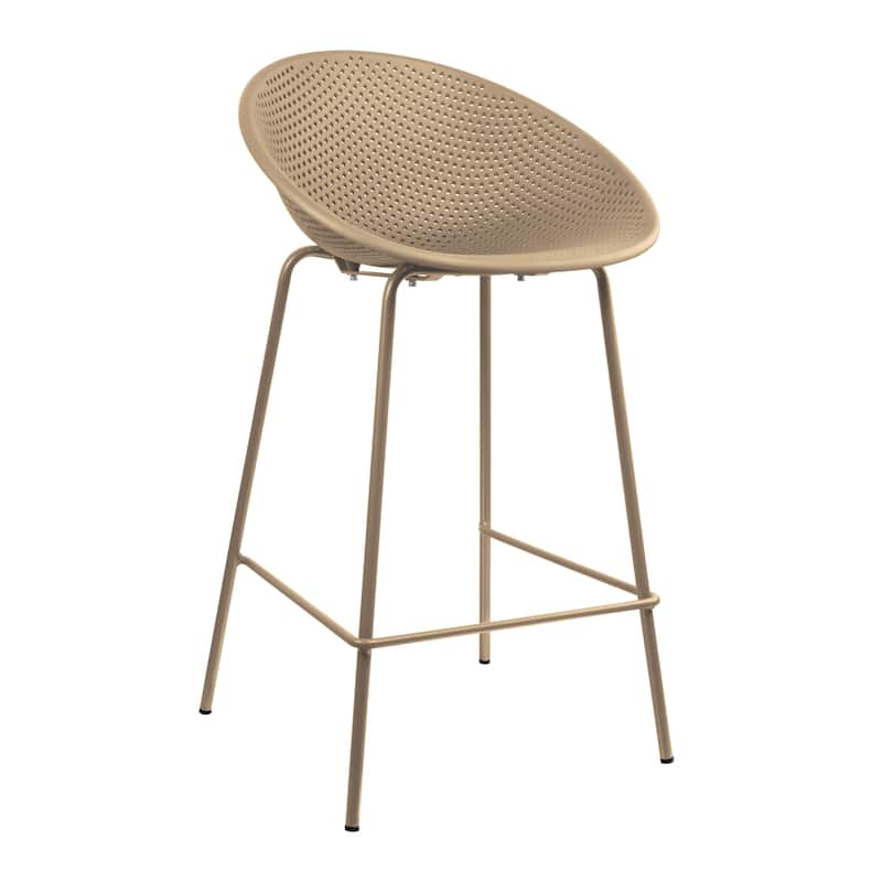 Set of 2 Counter height Bar Stools For Kitchen Egg Shaped Oval Seat Circle Dots Round Pattern for Indoor Outdoor - N/A