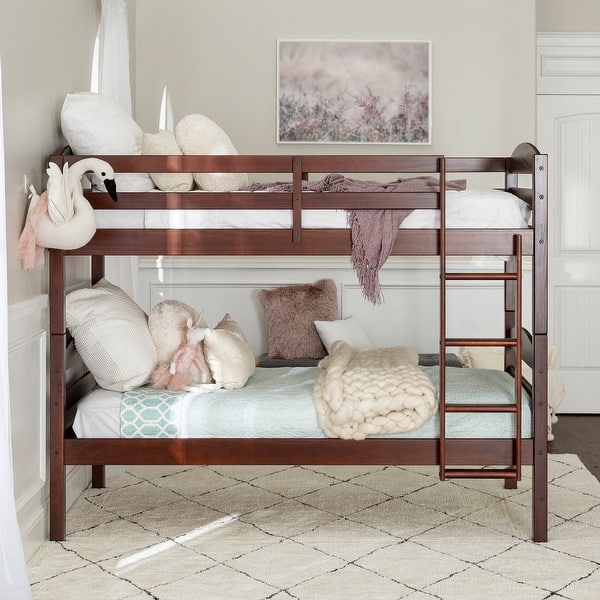 Taylor Olive Christian Wood Twin Over Twin Bunk Bed Espresso Overstock 4714640