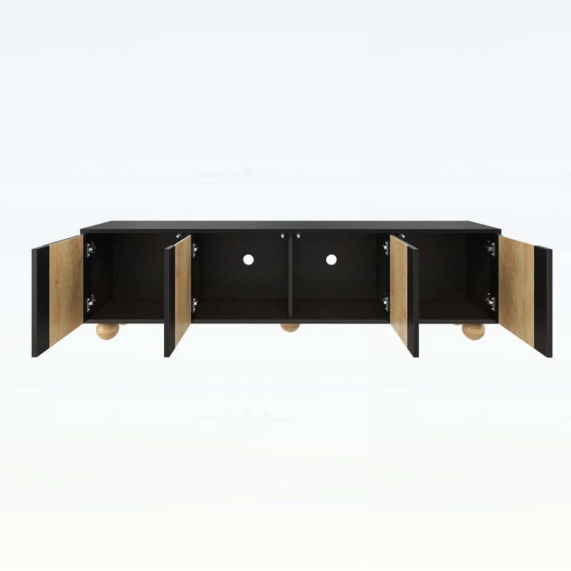Farmhouse TV Stand with Cable Holes for TVs up to 75