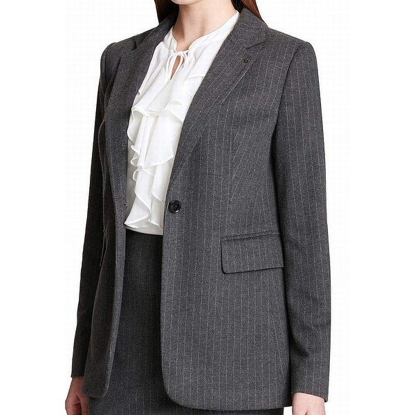 Tommy Hilfiger Women's Suit Jacket Gray Size 6 Blazer Striped 1 Button. Opens flyout.