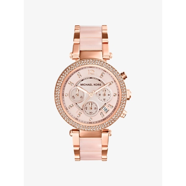 michael kors women's white and gold watch