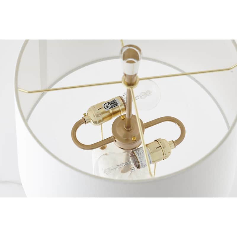 White Marble Base Table Lamp with Gold Metal Frame