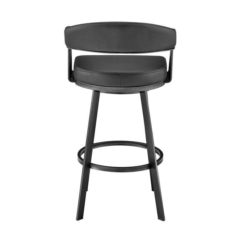 Modern Swivel Low Back Bar Height Stool Chair with Iron Frame and Metal Finish Perfect for Kitchen Island