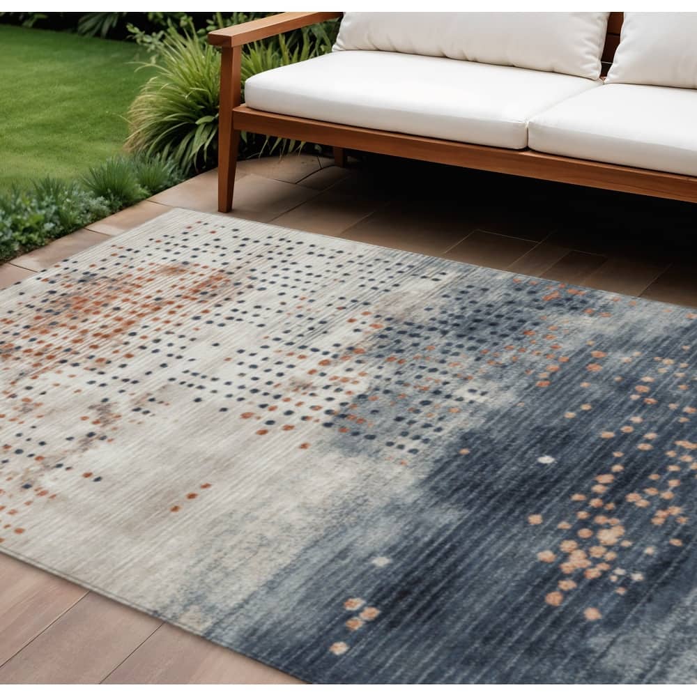 HomeRoots Geometric Transitional Rectangle Outdoor Rug