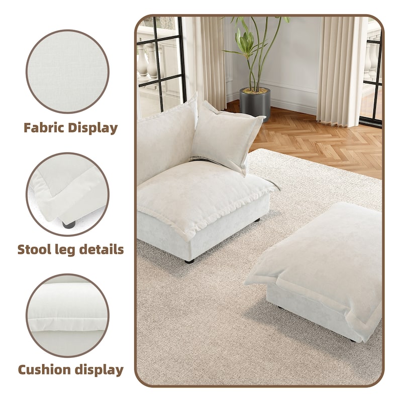 Modern Cloud Chaise Longue Accent Chair with Ottoman set