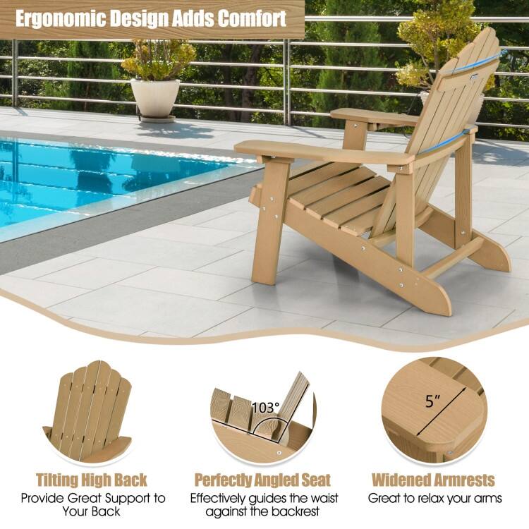 Weather Resistant HIPS Outdoor Adirondack Chair with Cup Holder - 33.4" x 30" x 37"