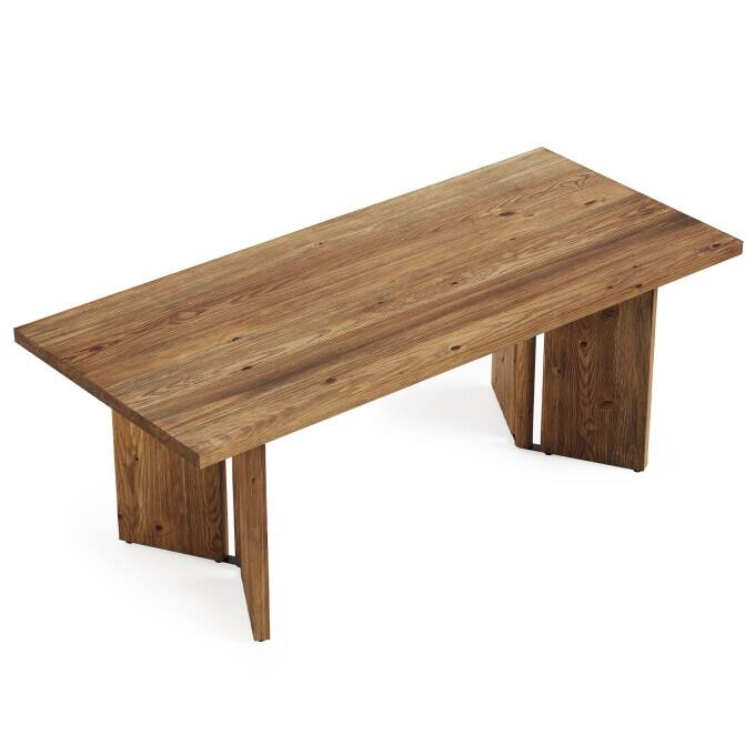 63-Inch Solid Wood Dining Table, Farmhouse Long Kitchen Table