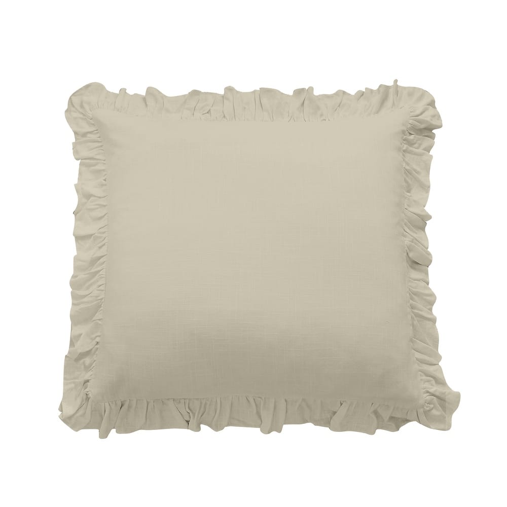 HiEnd Accents Lily Washed Linen Ruffled Euro Sham, 27"x27"