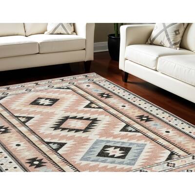 HomeRoots Geometric Bohemian Rectangle Area Rug