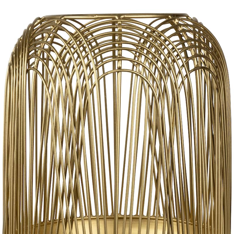 Large Layered Iron Pillar Candle Holder - 13" - Brass Finish